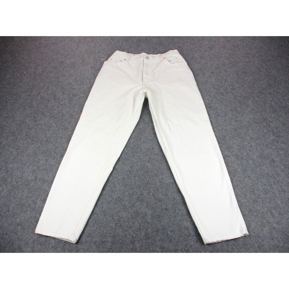 VINTAGE Levis 551 Jean Womens 14 White Relaxed Tapered Denim Cotton 90s USA